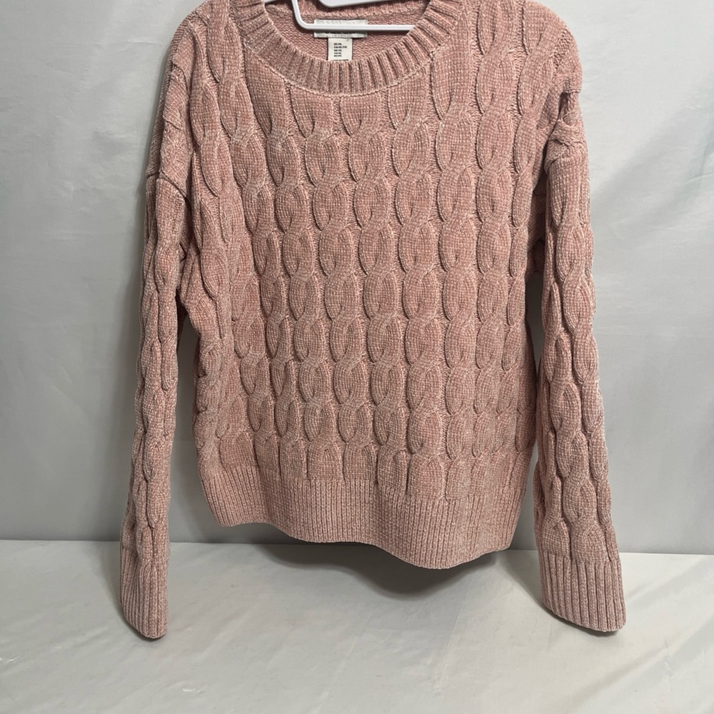 Rachel Zoe Oatmeal Cable Knit Crew neck Sweater Sz Xl Pristine Condition Soft